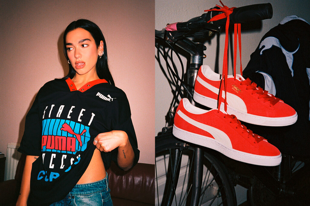 พูม่าได้ DUA LIPA มาถ่าย Lookbook พร้อมนำเสื้อผ้า PUMA Archive และรองเท้ารุ่น Suede Classic มาถ่าย